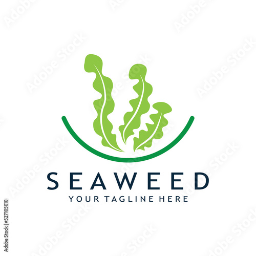 seaweed logo design with vector illustration template