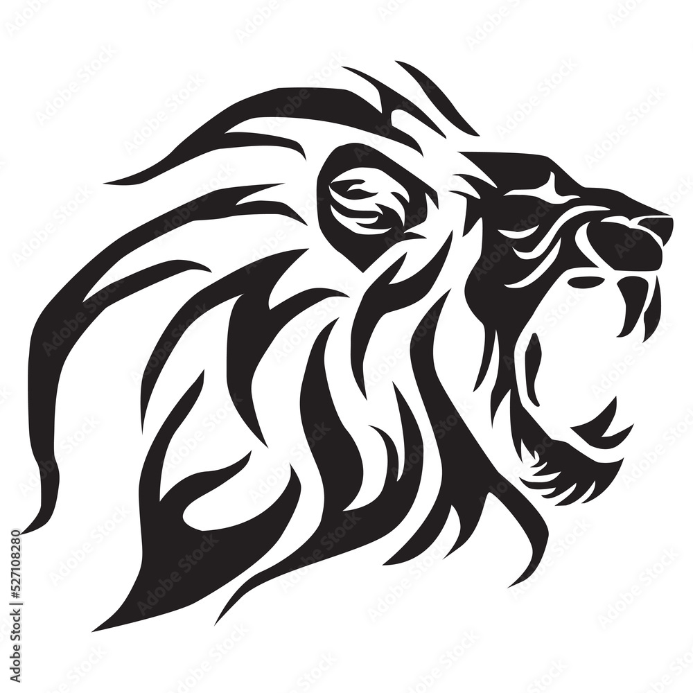 Black lion head isolated on a white background Stock Vector | Adobe Stock