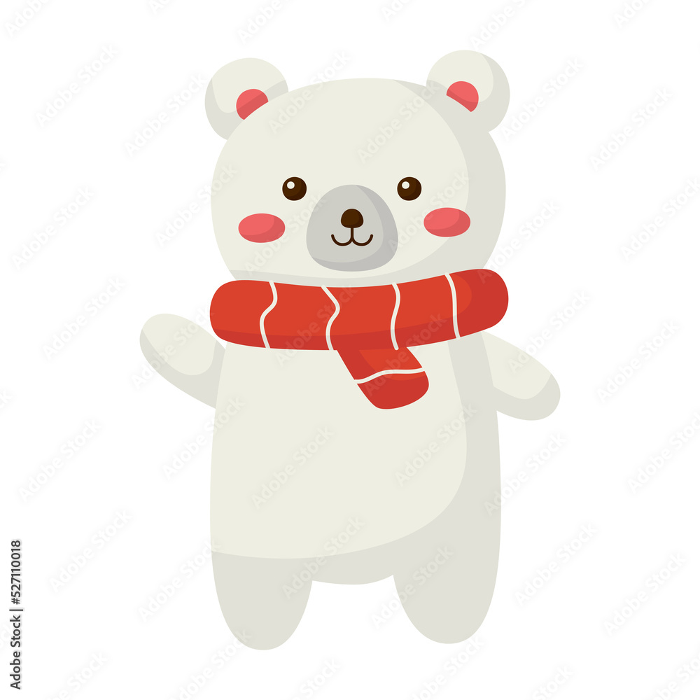 Polar bear with warm scarf christmas.