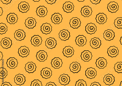 Narutomaki, Japanese food seamless pattern on yellow background.