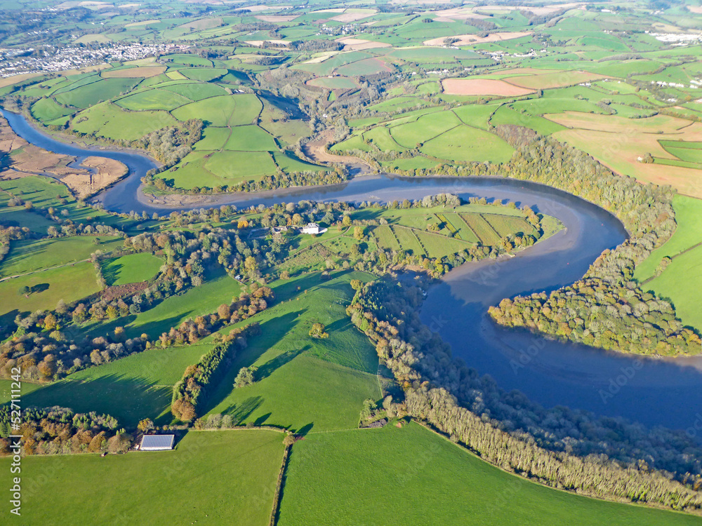 	
Aerial view of the River Dart in Devon