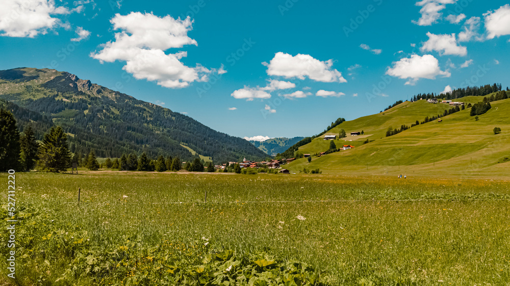 Beautiful alpine summer view near Zoeblen at the famous Tannheimer Tal valley, Tannheim, Tyrol, Austria