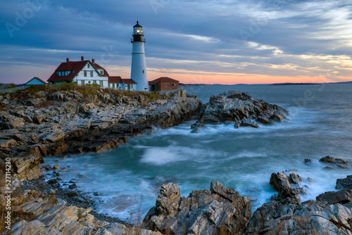 Sunrise at Cape Elizabeth Lighthouse,.Portland,.Maine,New England,USA
