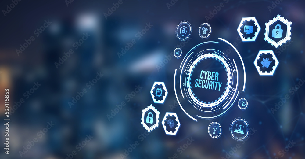 Obraz premium Internet, business, Technology and network concept. Cyber security data protection business technology privacy concept. 3d illustration