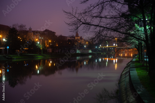 A view of the bega river. Night scene.