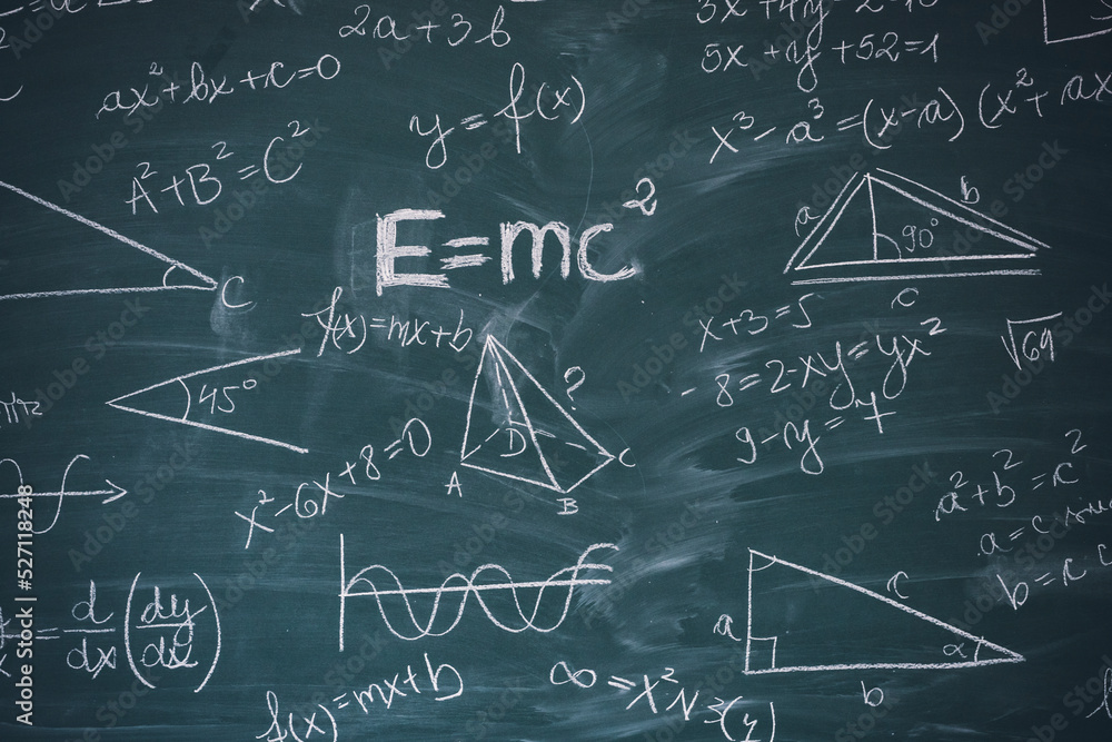 Blackboard with math lesson written on it Blackboard with math lesson written on it