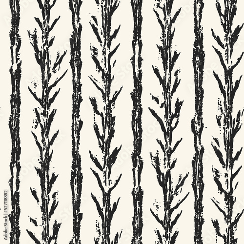 Ink Drawn Forest Stripes Pattern © cepera