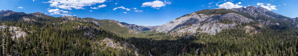 Panorama of Ebbetts pass in the high sierra nevada mountains of California 