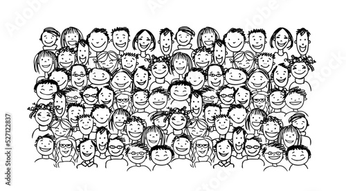 Group of people, community. Social network. Team of employees. Sketch for you...