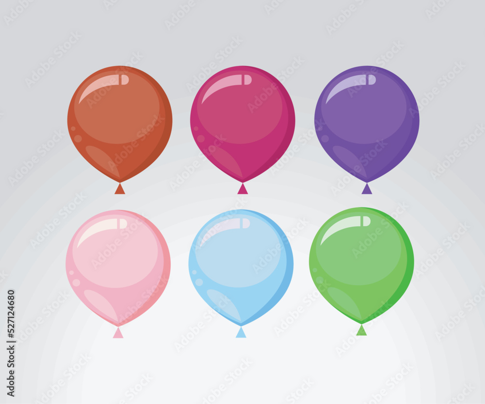 six balloons helium icons