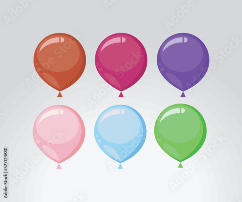 six balloons helium icons