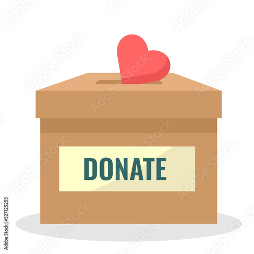 donate box with hearts. putting coins into donation box: Donate money charity conceptopen box with a heart