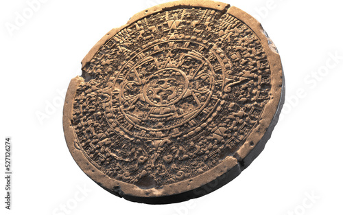 Aztec yellow rock calendar on white background