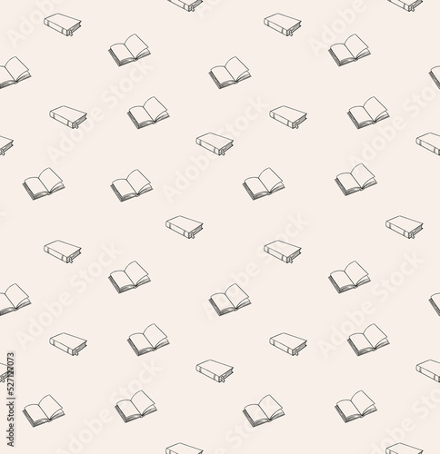 Book seamless vector pattern. Doodle background