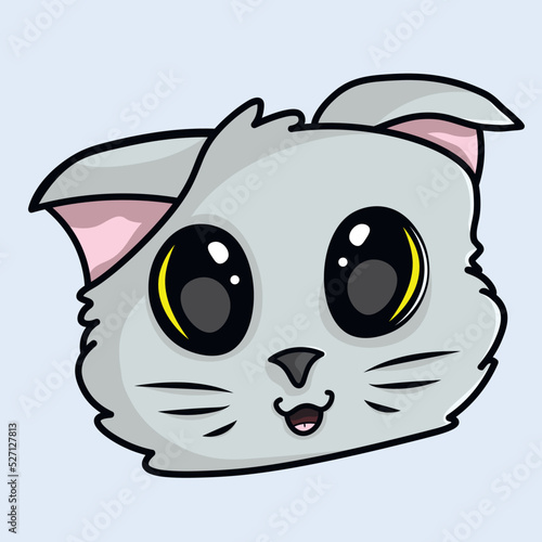 Funny cartoon cat with cute eyes