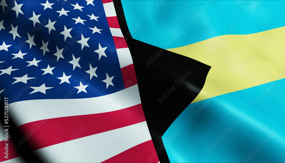 Obraz premium United States of America and Bahamas Merged Flag Together A Concept of Realations