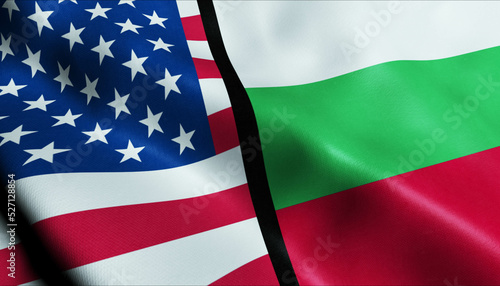 United States of America and Bulgaria Merged Flag Together A Concept of Realations