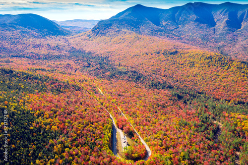 Aerial View Kancamagus Highway and the White Mountain Forest..New Hampshire,.New England,USA photo