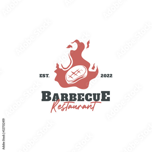 Vintage barbecue restaurant logo template