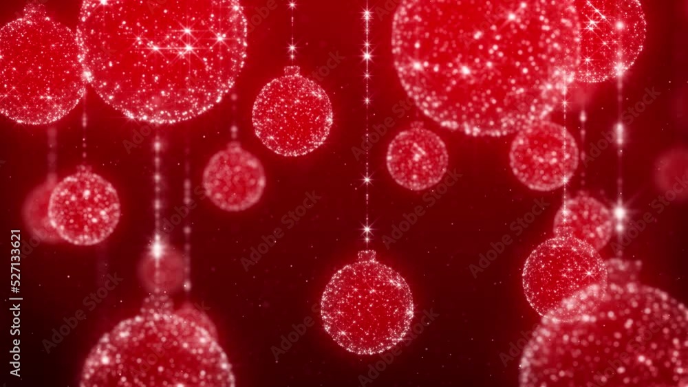 Loopable background of sparkly Christmas ornaments panning past.