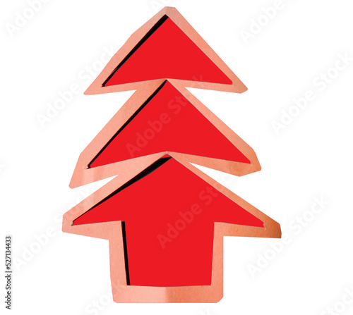 christmas tree on red background. Paper cut christmas tree. Christmas tree cut out from paper on background