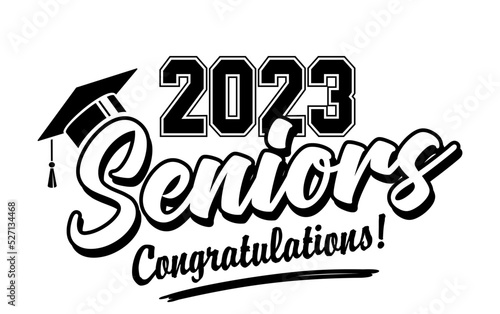 Class of 2023 Lettering  for greeting, invitation card. Text for design, congratulation event, T-shirt, party, high school or college graduate. Vector on transparent  background