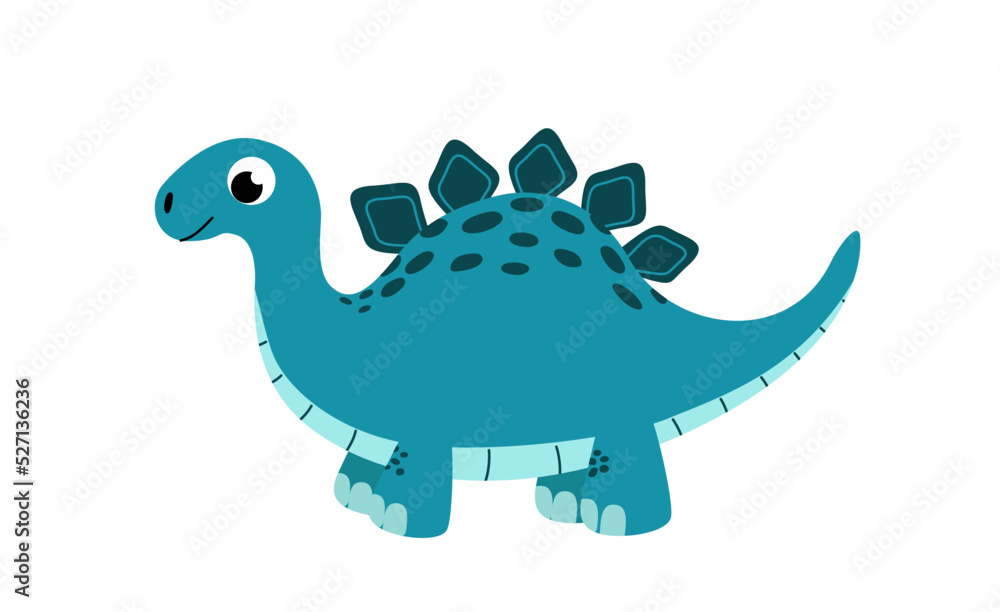 Dinosaur. Stegosaurus. Cute dino. Flat, cartoon, vector