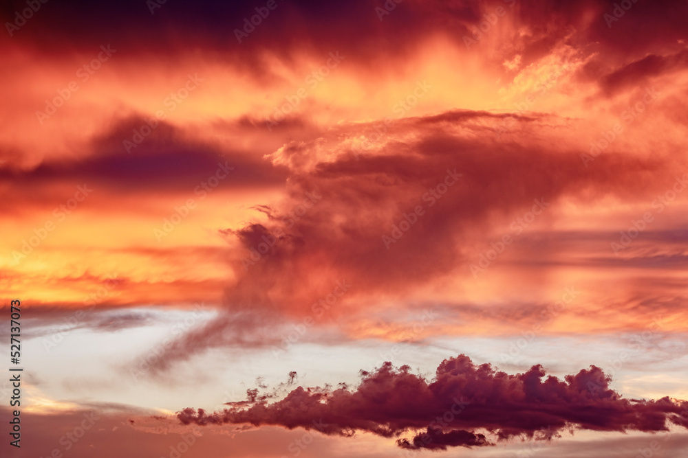 Bright orange clouds in the Arizona sky at sunset Bright orange clouds in the Arizona sky at sunset