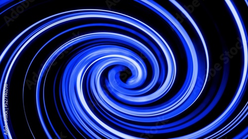 3d render. Motion design bg of flow lines form helix and abstract structures. Blue lines swirling in spiral. 3d render stylish creative abstract background. Isolated on black