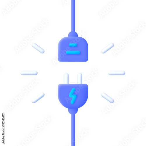 Connect disconnect 3D, great design for any purposes. Electric power. Futuristic digital network concept. Vector illustration design