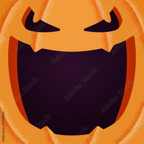Vector illustration of scary carved Halloween jack o lantern with opened mouth and spooky eyes