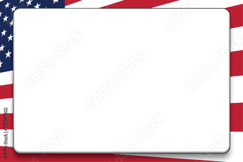 white text beveled text box over tilted american flag illustration celebration invitation card