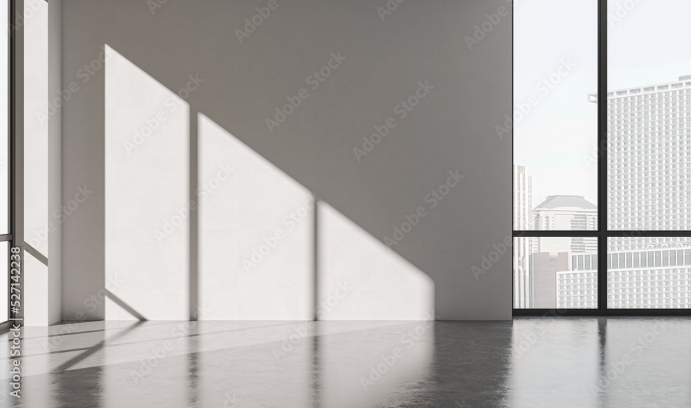 Obraz premium Illustration 3D rendering large luxury modern bright interiors Living room mockup computer digitally generated image