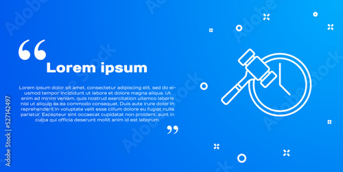 White line Auction hammer icon isolated on blue background. Gavel - hammer of judge or auctioneer. Bidding process, deal done. Auction bidding. Vector