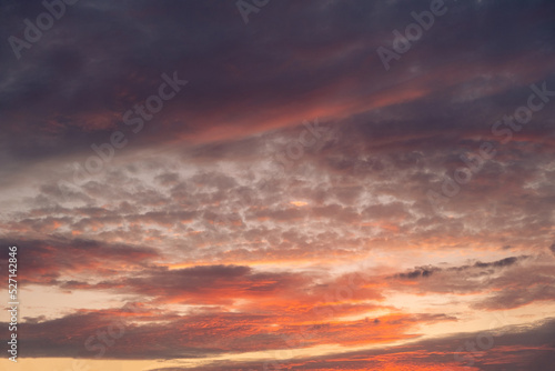 Colorful cloudy sky at sunset. Gradient color. Sky texture, abstract nature background © yelantsevv