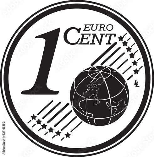 one cent euro coin vector design handmade silhouette