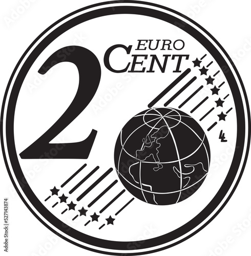 two cent euro coin vector design handmade silhouette