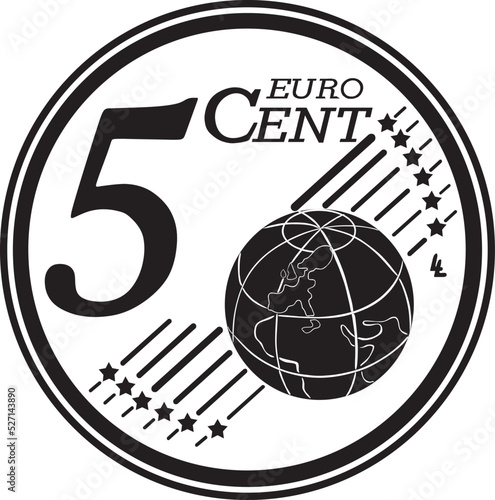 five cent euro coin vector design handmade silhouette