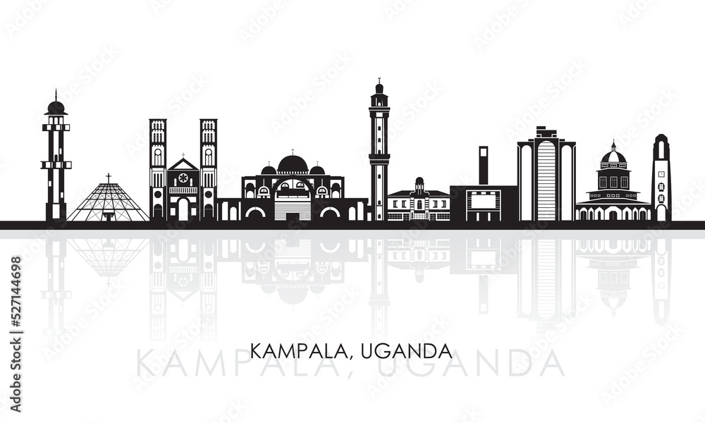 Fototapeta premium Silhouette Skyline panorama of city of Kampala, Uganda - vector illustration