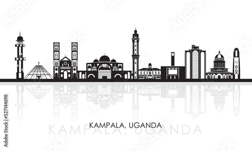 Silhouette Skyline panorama of city of Kampala, Uganda - vector illustration