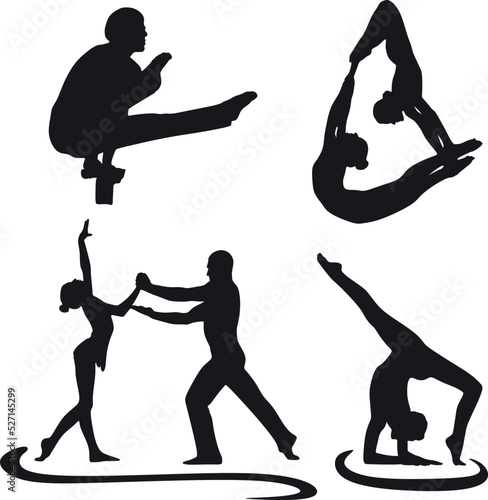acrobatic man and girl logo handmade design vector