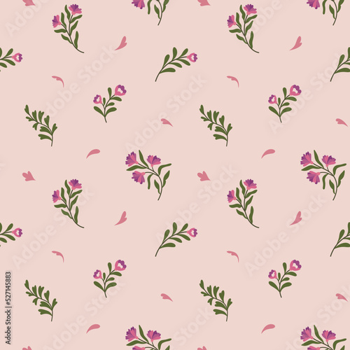 Trendy flowers seamless pattern. Small vector floral background illustration. Spring floral texture for fabric, fashion print and wallpaper.