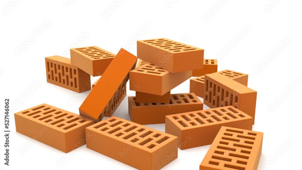 Construction bricks falling down on white background Construction bricks falling down on white background
