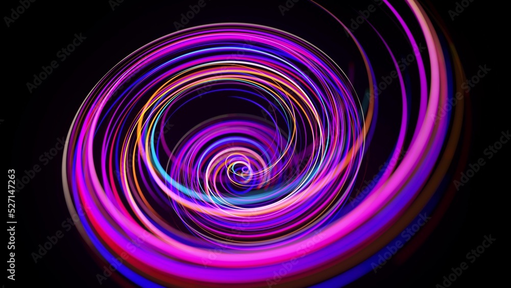 Motion graphics, sci-fi bg. Stream of multicolor neon lines form spiral shape, curls and pattern. Abstract background with light trails, Modern trendy motion design bg. Light flow bg. 3d render Motion graphics, sci-fi bg. Stream of multicolor neon lines form spiral shape, curls and pattern. Abstract background with light trails, Modern trendy motion design bg. Light flow bg. 3d render