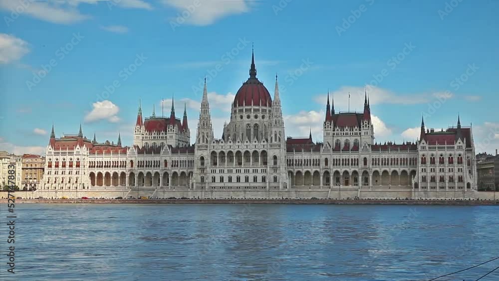 Budapest parliament over blue sky with clouds Budapest parliament over blue sky with clouds