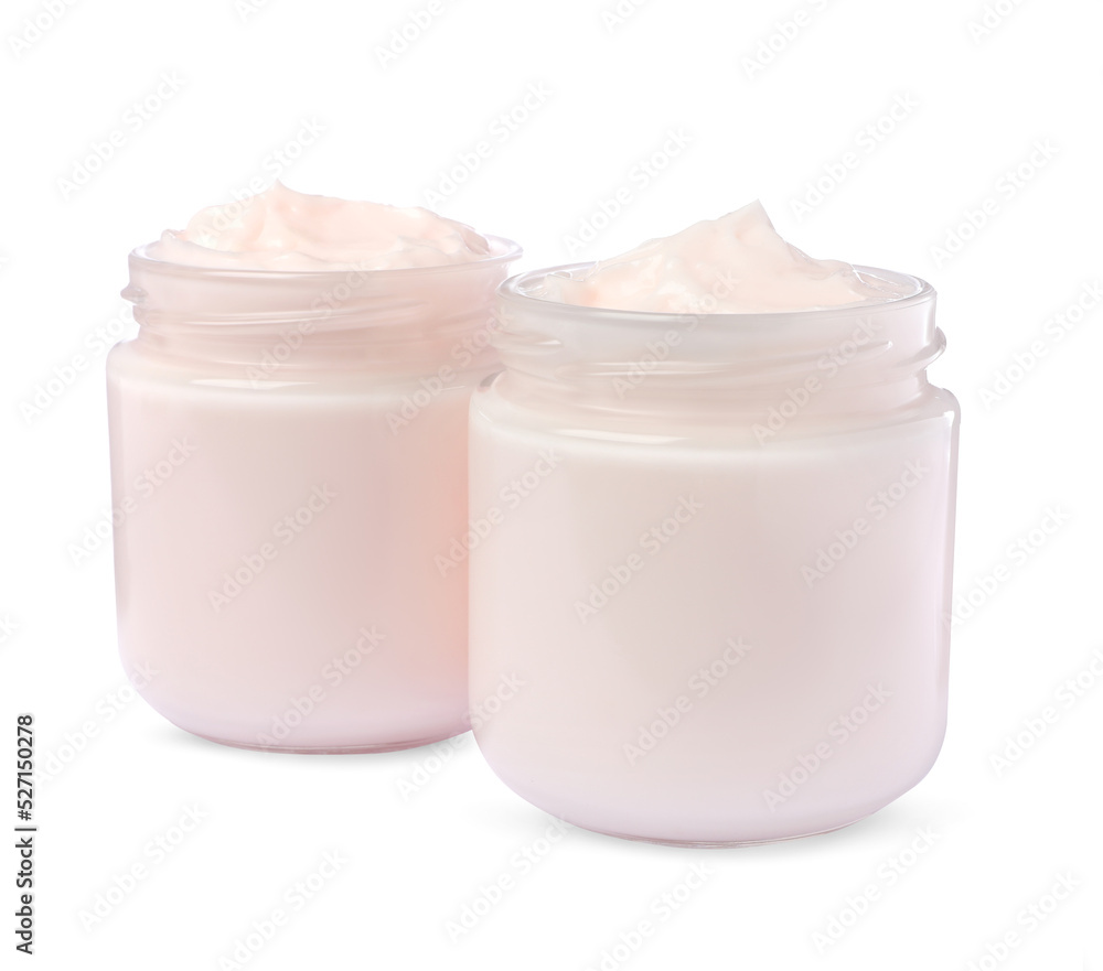 Jars of face cream isolated on white Jars of face cream isolated on white