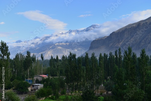 A beautiful morning of Skardu city and its surrounding mountains, in Gilgit Baltistan region of Pakistan. 