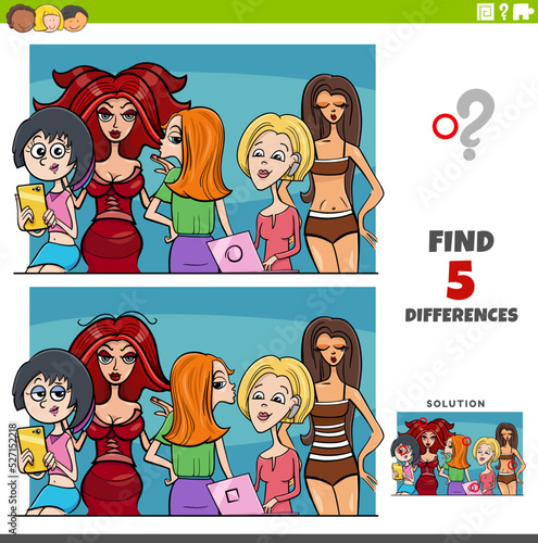 differences educational game with comic woman characters