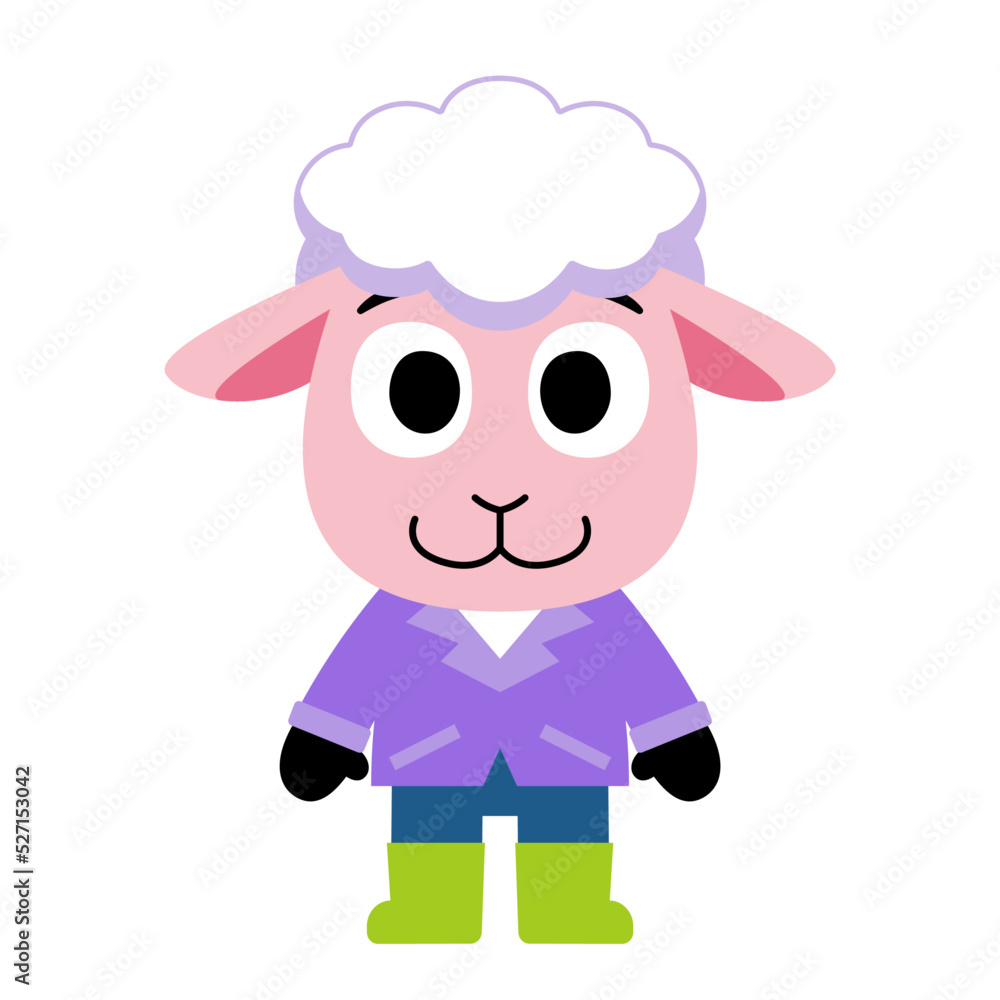 Isolated happy sheep cartoon kawaii Vector Isolated happy sheep cartoon kawaii Vector