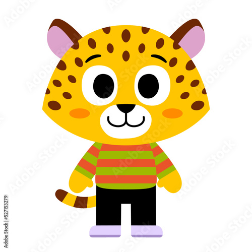 Isolated happy jaguar cartoon kawaii Vector